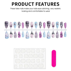 YICKYUE  -  30pcs 3D Buttons Decor Press On Nails Wearable Fake Y2k Nails Bowknot Heart Pearl Almond Tips Elegant Manicure For Fashion Party