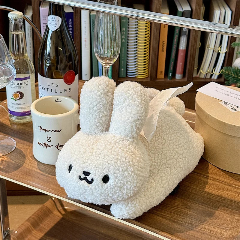 YICKYUE  -  Cute Plush Rabbit Tissue Box Holder Organizer Living Room Napkin Storage Box Home Decoration Kawaii Tissue Case Napkin Dispenser