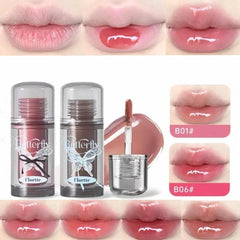 YICKYUE  -  Butterfly Series Lip Glaze Clear Water Light Mirror Lip Gloss Moisturizing Jelly Lip Tint Plumping Non-stick Cup Makeup
