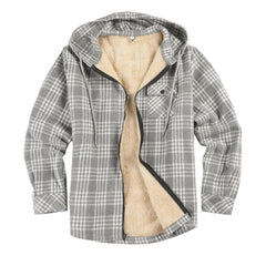 HEARUJOY  -  Mens Jacket Long Sleeve Hooded Padded Warm Jacket Korean Thickened Down Cotton-Padded Casual Mens Jacket Men'S Fleece Jacket