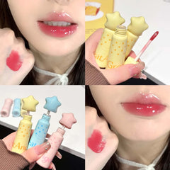 YICKYUE  -  6 Color Water Light Lip Gloss Waterproof Nude Chestnut Brown Plumping Lip Glaze Long-lasting Non-stick Cup Jelly Mirror Lip Tint