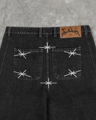 Hearujoy Street Geometry Graphic Embroidery Baggy Denim Shorts Y2k Retro Hip Hop Trendy Gym Basketball Shorts Men Women Jorts