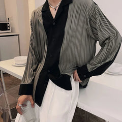 Hearujoy New Mens Spring And Autumn Niche High-End Abstinence Retro Design Long-Sleeved Shirt Loose Casual Genderless Shirt