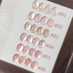 YICKYUE  -  Spring Sparkling Nude Pink Cat Eye Gel Polish Golden Shimmer Glass Bead Effect Special for Lovers Cat Eye Nail Art