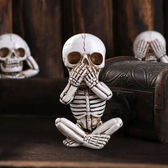 YICKYUE  -  3pcs Baby Skulls Statue See No Evil Hear No Evil Speak No Evil Resin Funny Skull Office Desktop Ornaments Bookshelf Home Decor