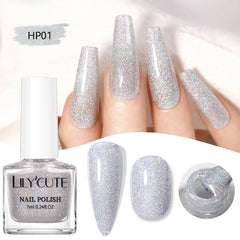 YICKYUE  -  7ml Sliver Holographics Nail Polish Colorful Shining Glitter Sequins Effect Nail Art Varnish No Need Lamp Air Dry