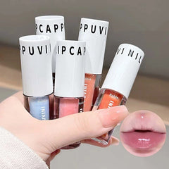 YICKYUE  -  Mirror Lip Glaze Watery Lips Gray Pink Water Light Lip Gloss Makeup 6 Color Hydrating Moisturizing Long Lasting Crystal Lip Oil