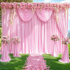 YICKYUE  -  5X10FT Pink Backdrop Curtains for Parties, Wrinkle Free Baby Photography Backdrop Drapes for Wedding Grils Birthday Shower