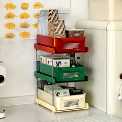 YICKYUE  -  Multifunction Coffee Tea Pod Storage Organizer Rack with Drawers Office Home Coffee Bars 2/3-Tier Desktop Shelf Sliding Drawers
