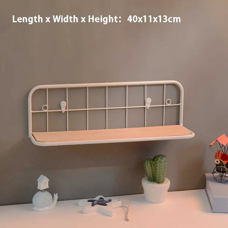 YICKYUE  -  Minimalist Style Wooden Wall-Mounted Storage Rack Shelf Wall Pendant Entrance Hall Creative Appearance Home Decoration Pine Wood