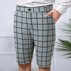 HEARUJOY  -  Breathable Fit Beach Shorts Swimwear Mens High Waist Casual Suit Plaid Small Straight Leg Mens Shorts Short De Corrida Masculino