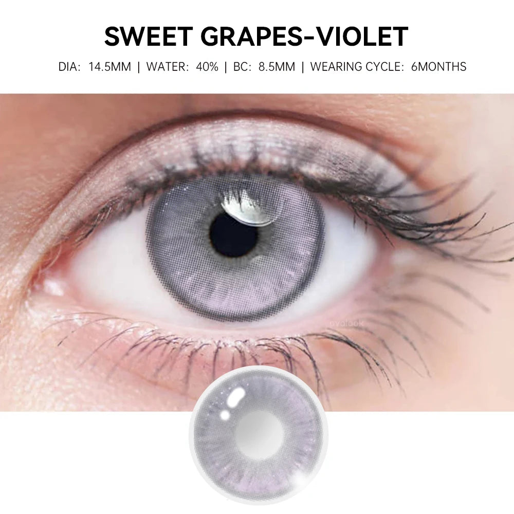 YICKYUE  -  2pcs Blue Contact Lenses with Diopters Graduated Beautiful Pupil Prescription Correct Myopia Hydrophilic