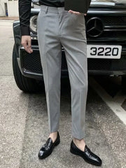 HEARUJOY  -  Men Suit Pants Long Pant Straight Trousers Pockets Splice Slim Fit Striped High Waist Regular Casual Autumn Winter 2025 New