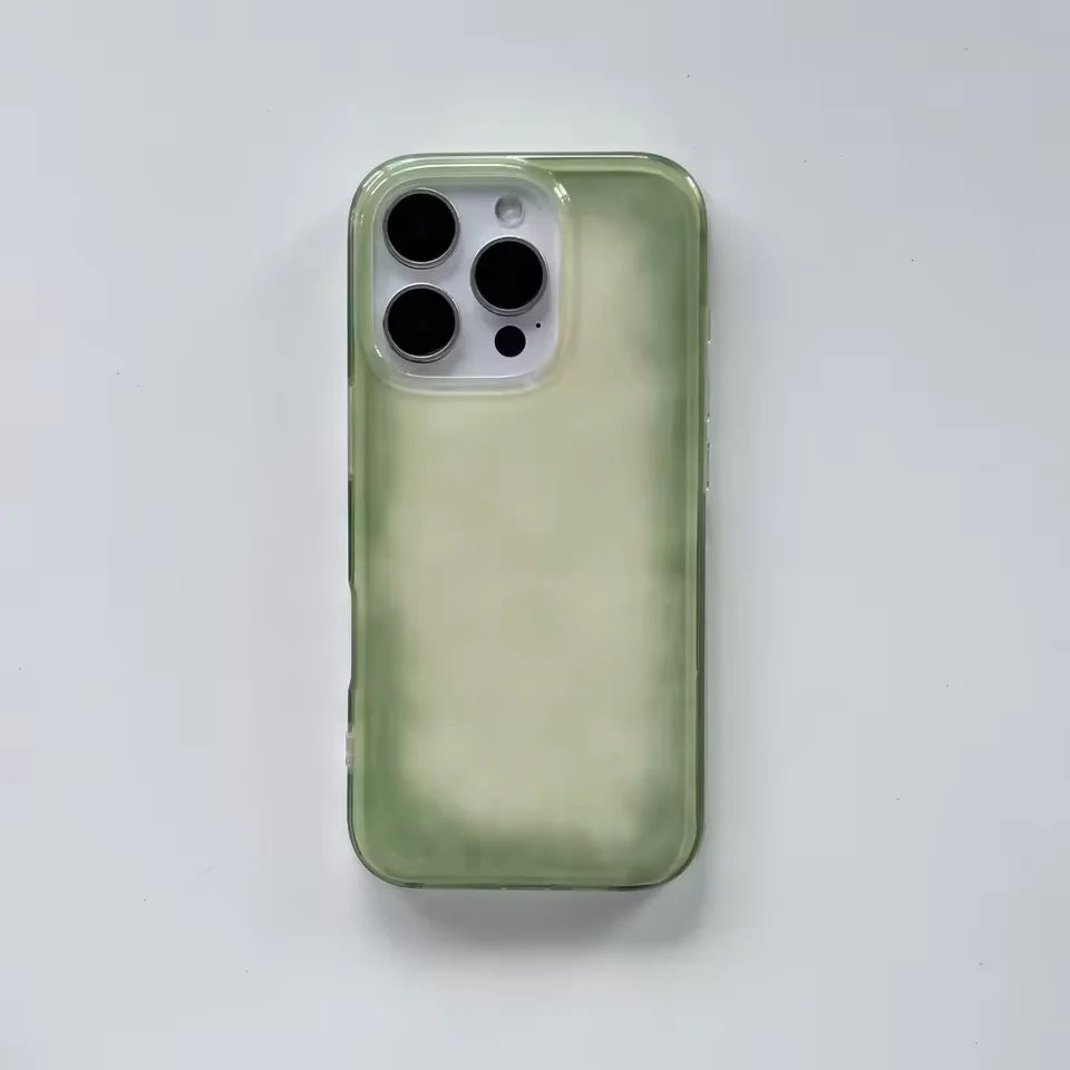 YICKYUE  -  Fashion Chic Fresh Emerald Green Color Smudging Color IMD Phone Case For iPhone 17 AIR 16 15 14 13 12 11 Pro MAX Plus Y2K Cover