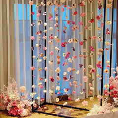 YICKYUE  -  100pcs Boho Fabric Artificial Flowers with 50m Fishing Line Set Hanging Ornaments Featherless Floating Petals Wedding Home Decor