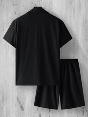 HEARUJOY  -  Summer Short Sleeve Shirt+Shorts Sports Suit Men's Loose T-Shirt Five Pants Casual Fashion Running Suit Male Two-Piece Clothing