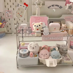 YICKYUE  -  Desktop Storage Rack Organizer Storage Display Rack Iron Double-layer Desk Multi-functional Stationery Organization Shelf Decor