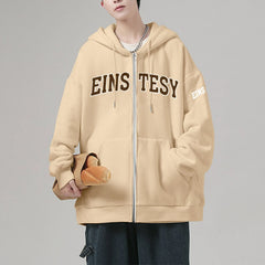 HEARUJOY  -  Men'S Elegant Outdoor Travel Fall Hooded Sweatshirt Men'S And Women'S Couple Hooded Letter Printed Zipper Loose худи оверсайз