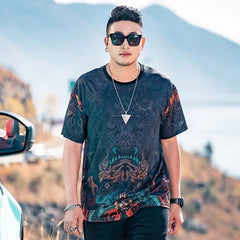 Hearujoy Men's T-shirt Heather Tops Trashy Y2k Male Tees Shirts Graphic Ice-silk Smooth Goth Grunge Watercolor Oversized Quick-drying Hot