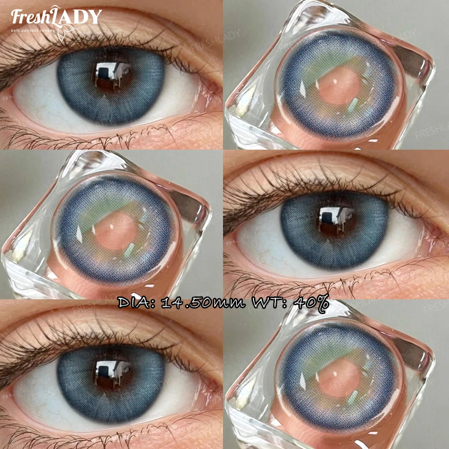 YICKYUE  -  Fresh Lady Glaze Series 1 Pair Colored Contact Lenses Natural Brown Pupils Blue Eyes Contact lenses Gray Soft Contacts 14.50mm