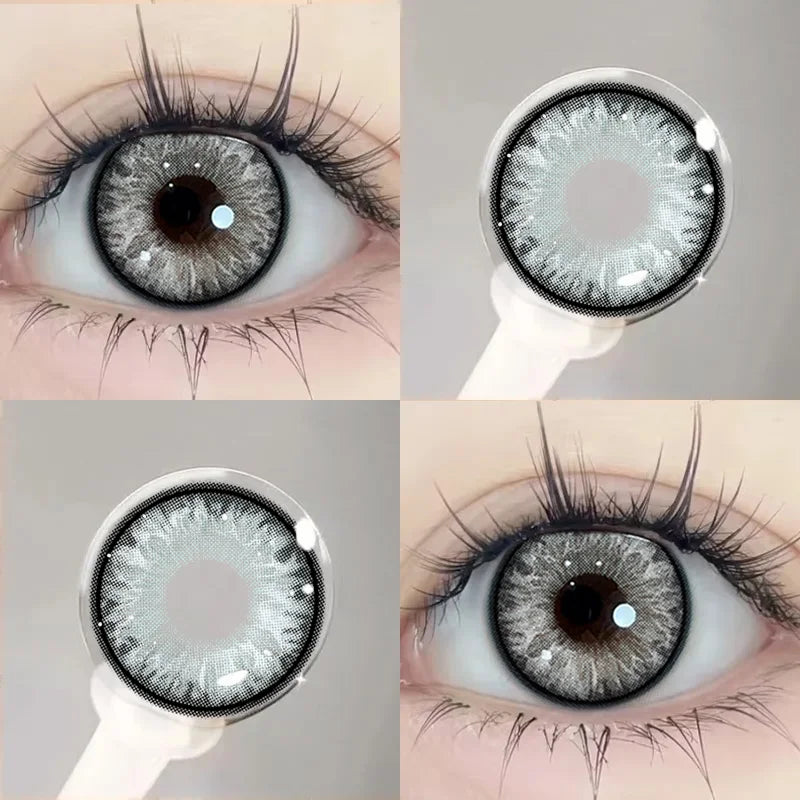 YICKYUE  -  1pair 0~-8.00 Colored Contact Lenses with Degree Natural High Quality Lenses Cosmetics Green Korean Lenses Fast Shipping