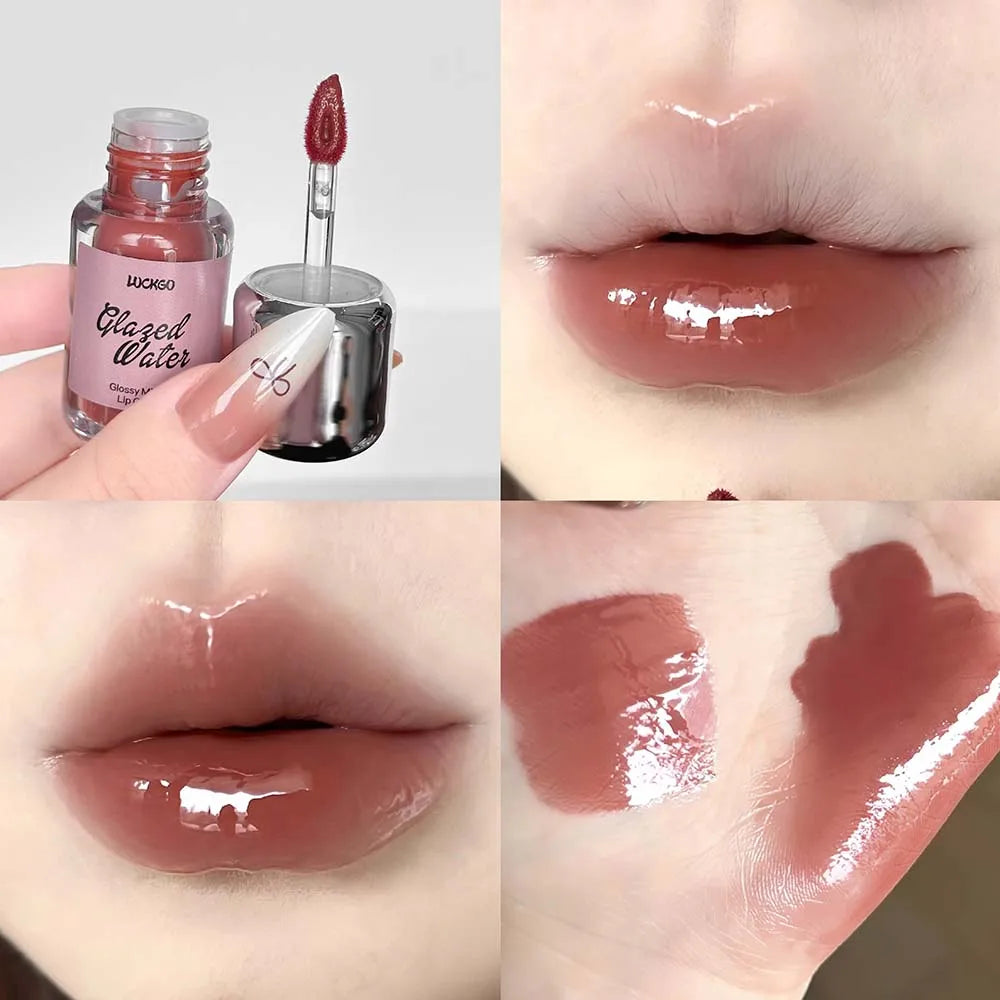 YICKYUE  -  Water Light Moisturizing Lip Gloss Long Lasting Rose Lipgloss Non-greasy Jelly Mirror Lip Glaze Plumping Lip Tint Korean Makeup