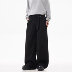 HEARUJOY  -  Men's Solid Color Suit Trousers American Retro Fashion Trend Street Casual Simple Loose Breathable Summer New Men's Bottoms