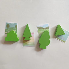 YICKYUE  -  4pcs Creative Green Forest Tree Refrigerator Magnets Cute High Quality Wood Refrigerator Magnets Whiteboard Sticker Decorative
