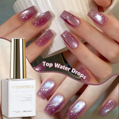 YICKYUE  -  Spring & Summer New Waterdrop Top Coat Gel High Gloss Crystal Plating Sealer Clear Water Drop Design 3D No-Wipe Gel Nail Polish