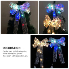 YICKYUE  -  2Pcs Handmade Glowing Bow Knot LED Christmas Tree Pendant Xmas Lamp Decor Party Hanging Ornament Festival Bow Knot