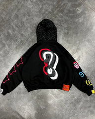 HEARUJOY  -  Y2k Retro Classic Clothing Gothpunk Hip-hop Rock Oversized Sweatshirt Men Y2k American Street Trendy Zipper Hoodie Women