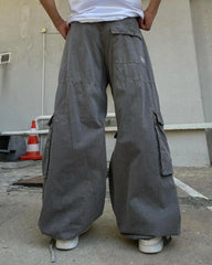 Hearujoy Hip hop casual Y2k high-waisted jeans Men street fashion elastic waisted pants Retro trend Harajuku couple loose cargo pants