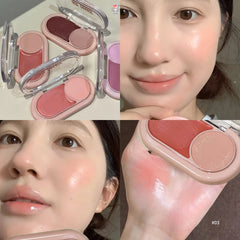 YICKYUE  -  Two Color Powder Blusher Cream Matte Brighten Water Light Peach Cream Blush Natural Cheek Tint Waterproof Face Contouring Makeup