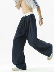 HEARUJOY  -  Cotton Linen Men's Summer Thin Lazy Sle Casual Pants Cleanfit Drapey Knife  Straight Leg Trousers Youth Active Sle