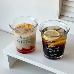 YICKYUE  -  320ML Transparent Glass Korean Ins Style American Iced Latte Coffee Milk Juice Beverage Black Tea Cup Cocktail Glassware Gift
