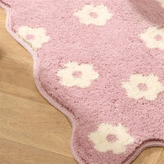 YICKYUE  -  Household Products Bathroom Absorbent Mat Flower Pink Toilet Plush Foot Mat Toilet Door Anti-Slip Mat Carpet Princess Style