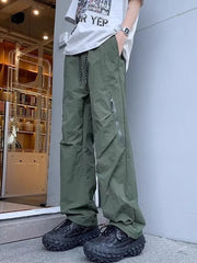 HEARUJOY  -  Spring Summer Baggy Zipper Men's Straight Cargo Pants Aesthetic Fashion Korean Style Casual Harajuku New in Long Male Trousers