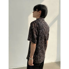 Hearujoy 2024 Summer New Thin Floral Shirt Men Short Sleeve Japanese Retro Lapel Casual Print Loose All-match Hawaiian Shirt for Men