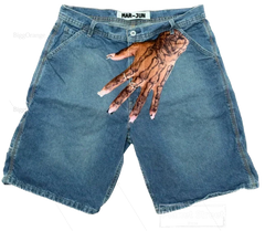 Hearujoy Harajuku Y2K Short Baggy Jeans Palm Print Graphic Pants Men Fashionstyle Denim Streetwear Gothic Sweatpants Shorts Men Clothing