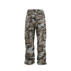 Hearujoy Streetwear Side Pockets Camouflage Baggy Cargo Pants Men and Women Straight Patchwork Casual Jeans Loose Oversize Denim Trousers