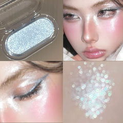 YICKYUE  -  1pc Diamond Highlighter Powder Palette Clear Brighten Face Contour Powder Pink Glitter Eye Makeup High Gloss Eyeshadow Cosmetics