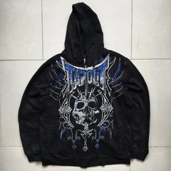 Hearujoy Vintage Graphics Print Woman Hoodie Y2k Grunge Emo Zip Up Sweatshirts Coat Gothic Harajuku Goth Kpop Kawaii Grunge Clothes