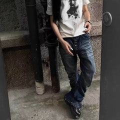 HEARUJOY  -  Men's Solid Color Straight Jeans American Retro Fashion Trend High Street Hip Hop Loose Breathable Summer New Men's Bottoms