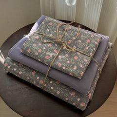 YICKYUE  -  Simple Floral Bedding Set Korean Style Soft Bed Sheet Set Queen King Size Quilt Cover Set No Filling With Pillowcase