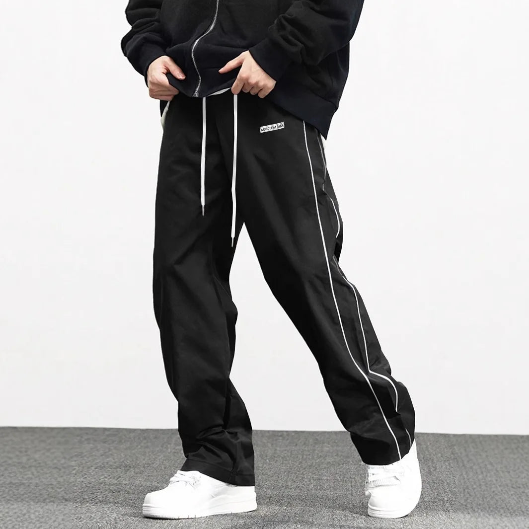 HEARUJOY  -  Men's New Woven Trousers High Street Trend Retro Casual Cuff Long Pants