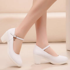 Hearujoy  Platform Shoes Women Pumps 2021 Black White Dress Shoes Medium Heels Mary Jane Shoes Ladies Wedding Bride Chunky Heels sapatos