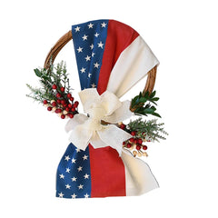 YICKYUE  -  Independence Day Flower Wreath Decorative Wall Hanging Front Door Garland Party Hanging Ornament Patriotic Wreath