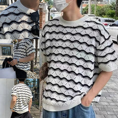 HEARUJOY  -  For Summer Fashion Streetwear Men\'s Fashion Tops Fashion Holiday Male O Neck Streetwear Vacation Casual Daily