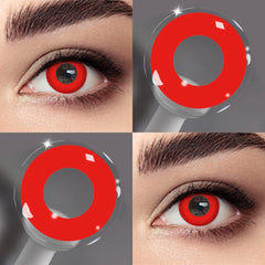 YICKYUE  -  Crazy Anime Red Colored Contact Lenses Soft Cute Cosplay Lens Natural Stylish Look Contacts For Daily Party Eye Makeup