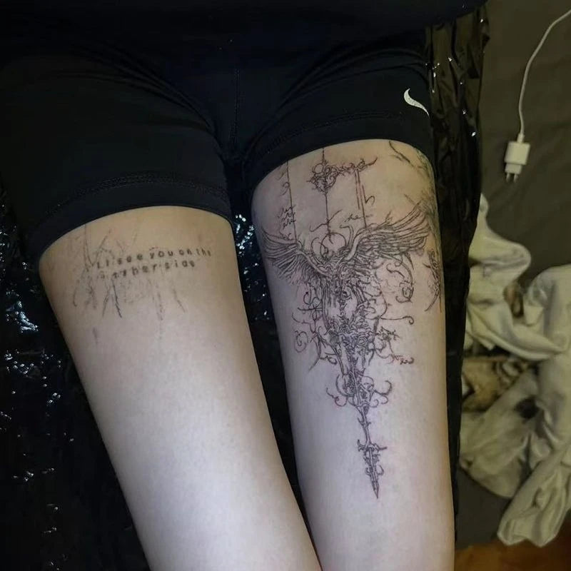 YICKYUE  -  Herbal Wing Temporary Tattoo for Woman Man Arm Gothic Waterproof Fake Tattoo Girls Dark Sexy Art Lasting Semi Permanent Tattoo